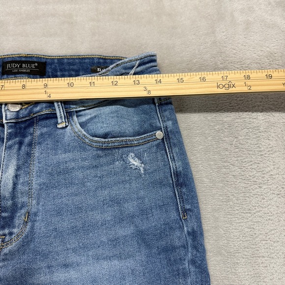 Judy Blue Jeans Womens 3/26 Slim Fit Distressed Light Wash Stretch Tummy Control - Picture 14 of 15